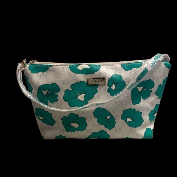 BEBE Los Angeles Pippa Poppy Green & White satchel - Picture 3 of 12